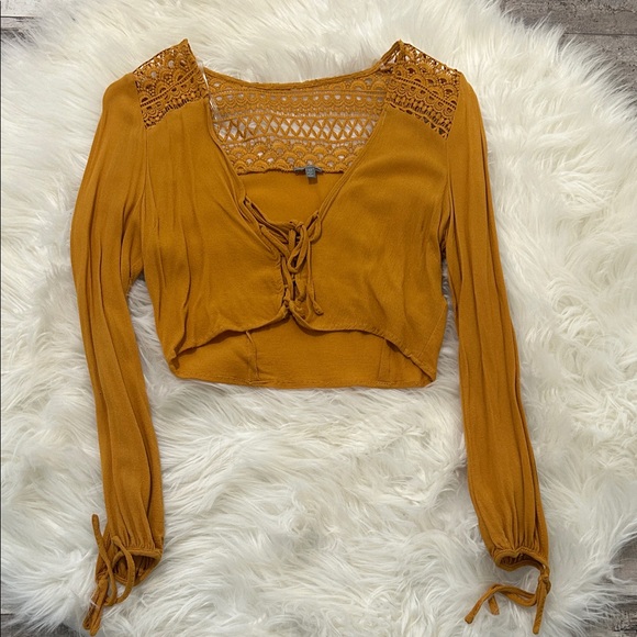 Charlotte Russe Tops - CHARLOTTE RUSSE Mustard Lace-Up Women's Top